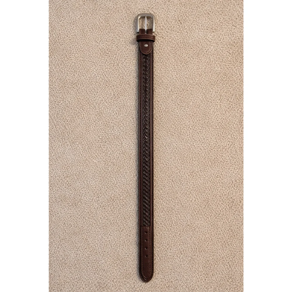 Brown Genuine Leather Braided Belt Size 54